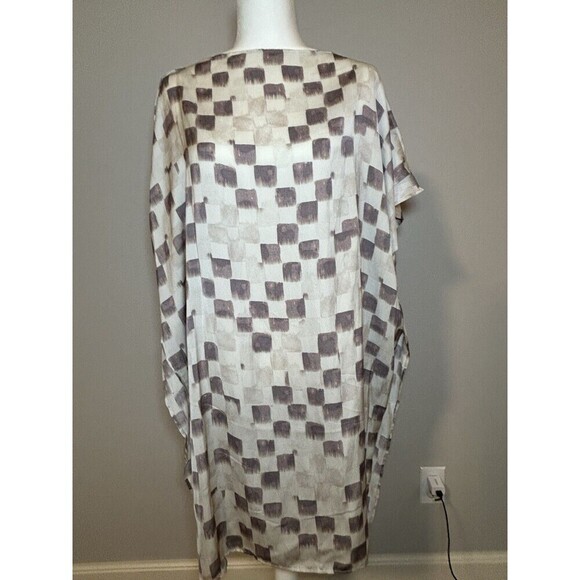 Grade + Gather - Satin Check Boxy Dress Wisteria Size Medium - Picture 3 of 9